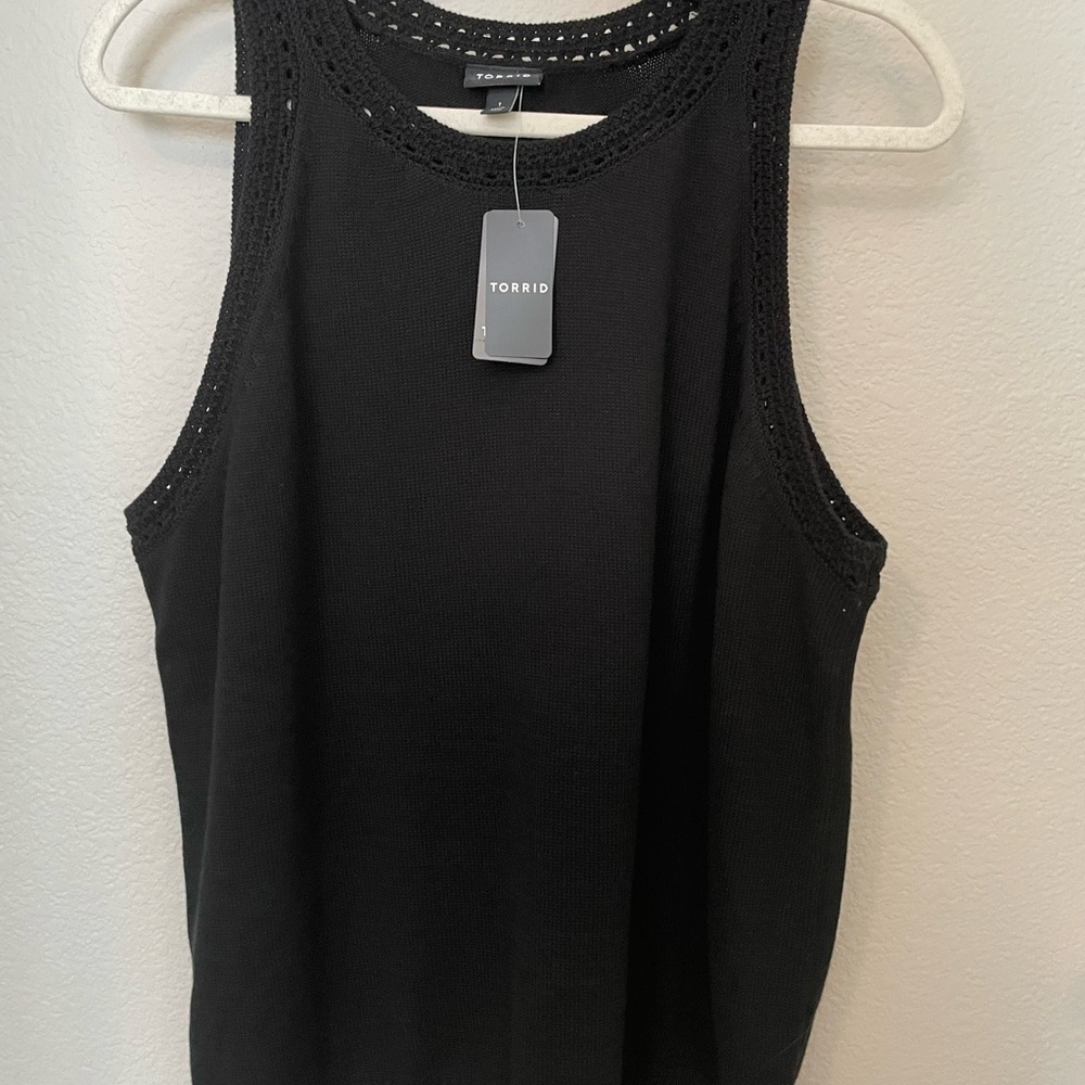 Torrid Black Crochet Trim Tank Top Size 1
